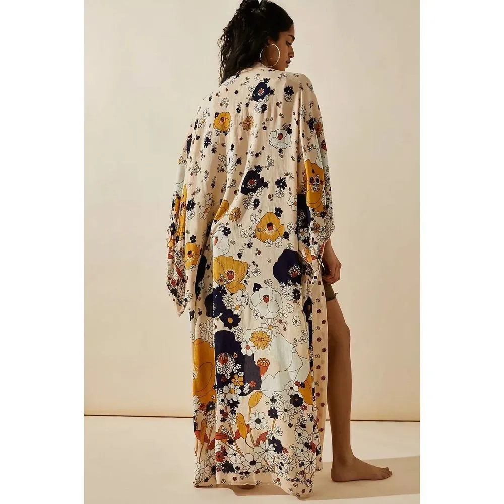 New Free People Hidden Hills Maxi Kimono One Size_3